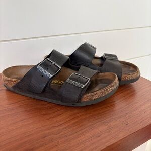 Birkenstock Arizona Oiled Leather Sandal Slides Black 37 US 6 6.5 Boho Unisex